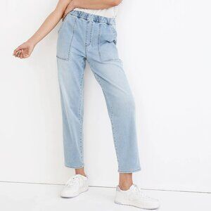 MADEWELL PULL-ON RELAXED JEANS ELASTIC WAISTBAND UTILITY POCKETS STRETCH sz M